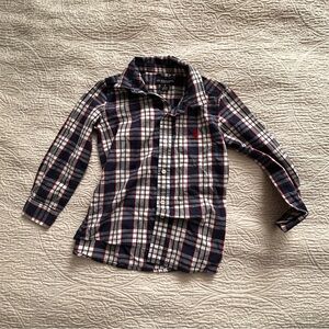 U.S. Polo Assn. Kids Checkered Shirt - Dark Blue, Red, and White